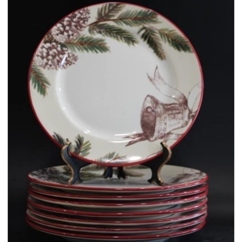 William Sonoma Christmas Carols Dinner Plates set of 8 - 11" Diameter NEW
